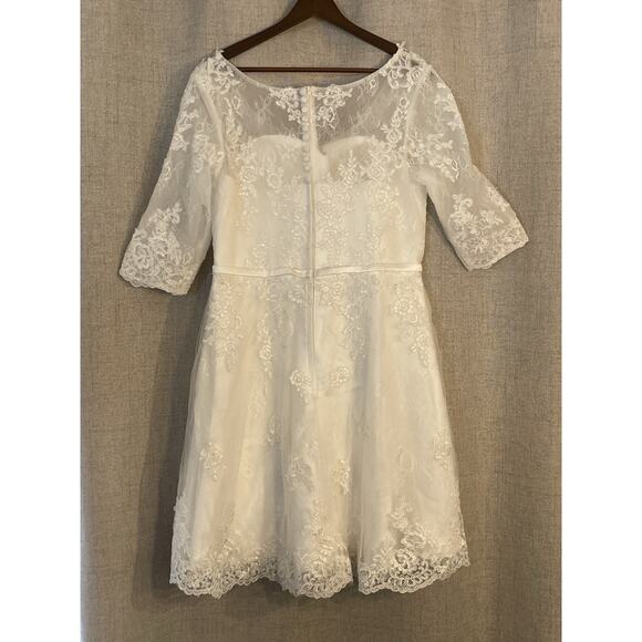 Short Wedding Dress With Short Sleeves Lace Appliques Bridal Gown Size 3XL NEW - Picture 3 of 3